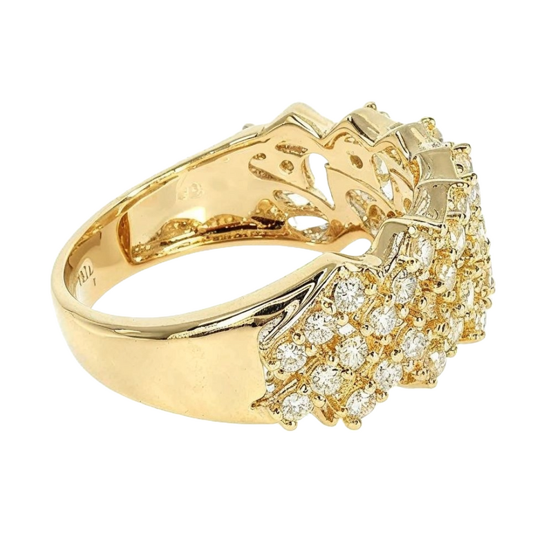 14K Gold One Row Diamond Cuban Link Ring - Image 7
