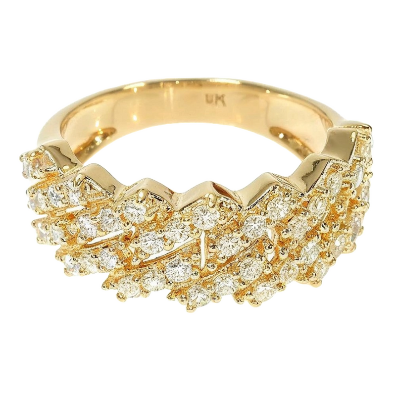 14K Gold One Row Diamond Cuban Link Ring - Image 5