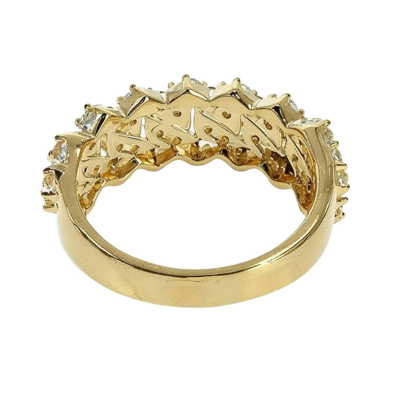 14K Gold One Row Diamond Cuban Link Ring - Image 2