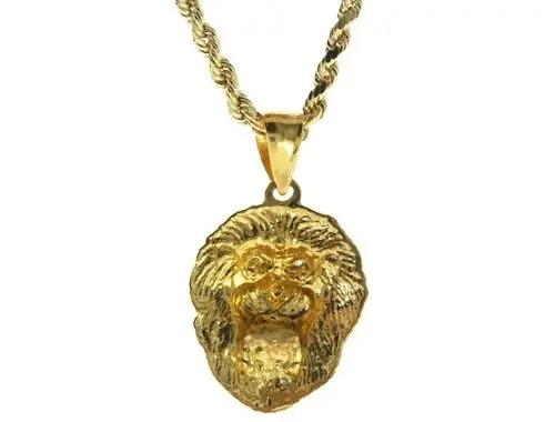 Black Diamond Lion Pendant and Rope Chain Set - Image 3