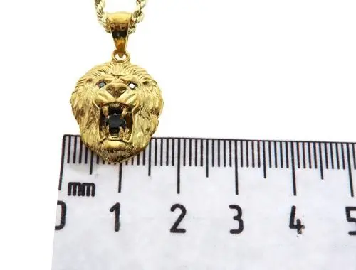 Black Diamond Lion Pendant and Rope Chain Set - Image 6
